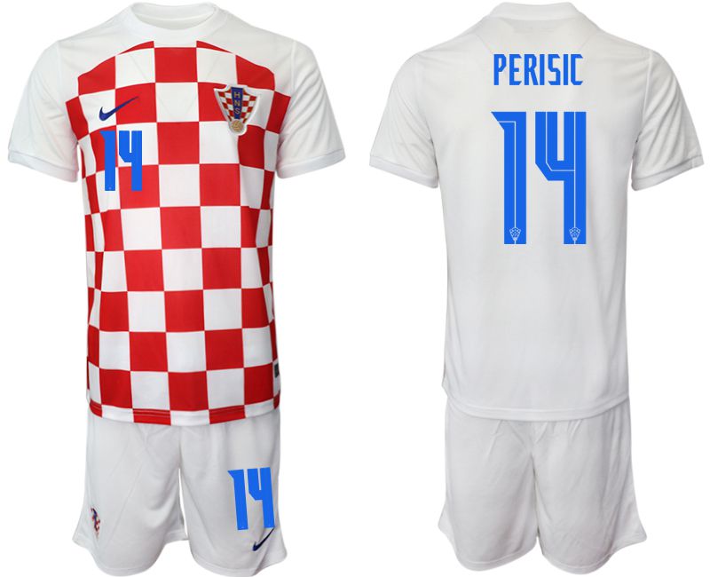 Men 2022 World Cup National Team Croatia home white #14 Soccer Jersey